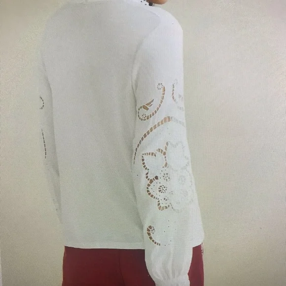 Anthropologie Lace Bow Tie Blouse - XS Petite - Picture 4 of 4